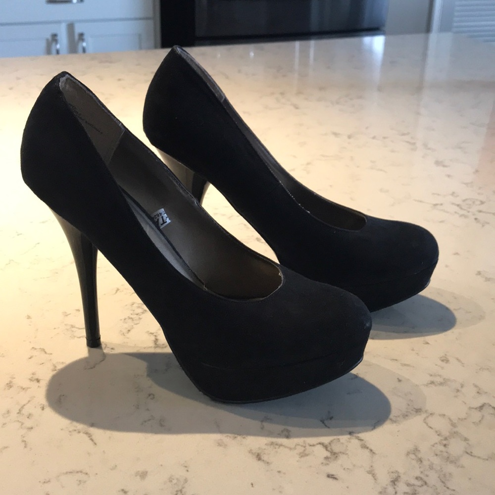 Black Suede Platform Heels